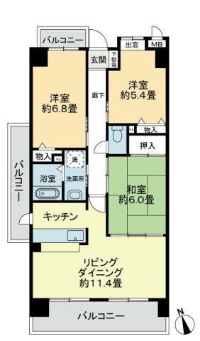 スカールITO(3LDK/7階)の間取り写真