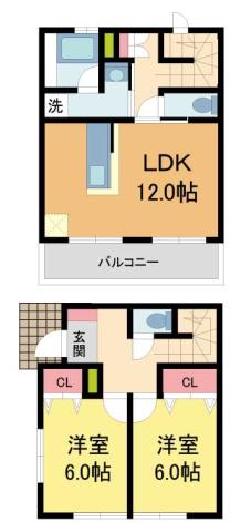 ヘーベル上甲東園(2LDK/1階)の間取り写真