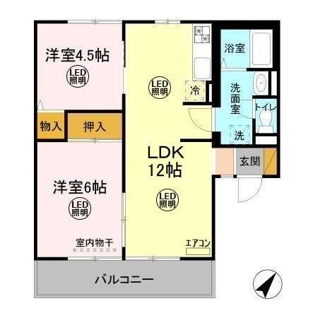 ディアコート C(2LDK/1階)の間取り写真