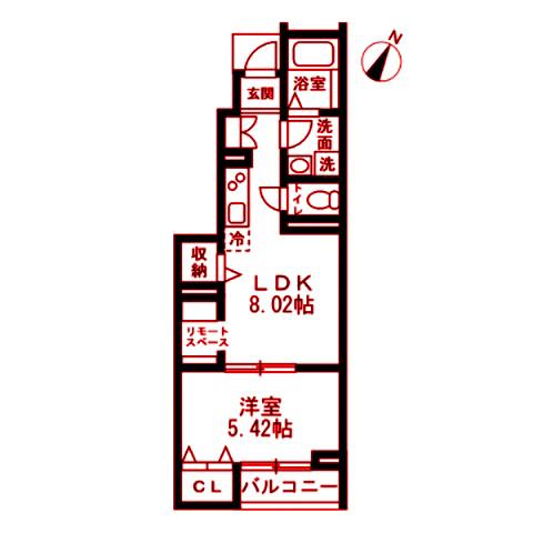 横浜市瀬谷区相沢(1LDK/1階)の間取り写真