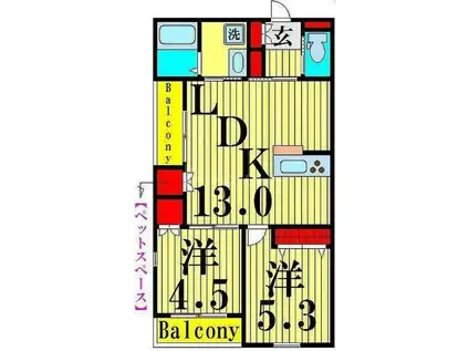フルールはなはた(2LDK/2階)の間取り写真