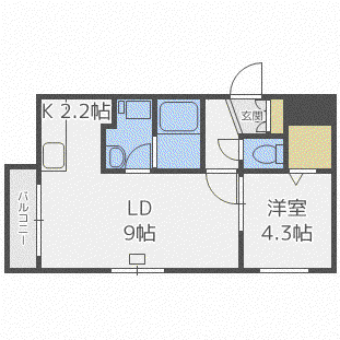 SUNNY SPOT(1LDK/3階)の間取り写真