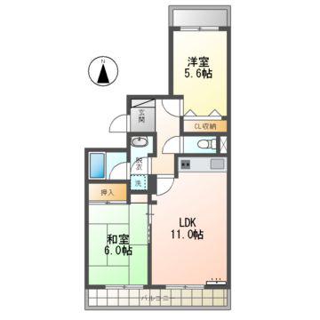 エスポア江南II(2LDK/3階)の間取り写真