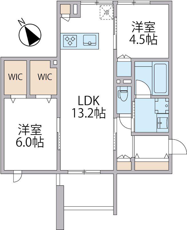 パークアヴェニュー湘南辻堂 南棟(2LDK/1階)の間取り写真