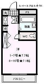 スペースブロス(1K/5階)の間取り写真