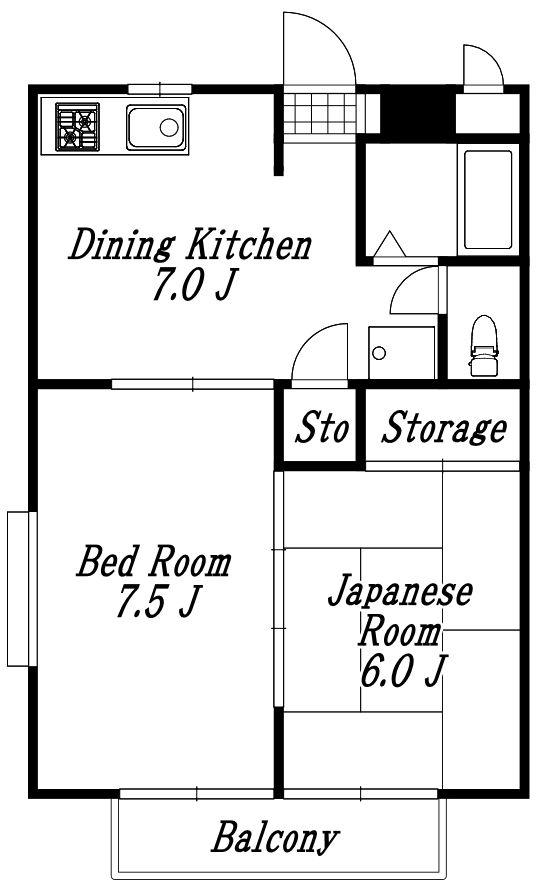 クレストパレス参番館(2DK/2階)の間取り写真