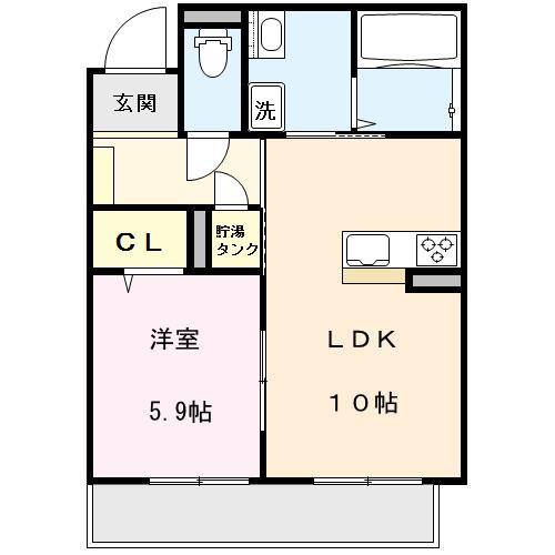 カーサピアチェボーレI(1LDK/2階)の間取り写真