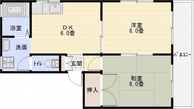 フレグランス(2DK/1階)の間取り写真
