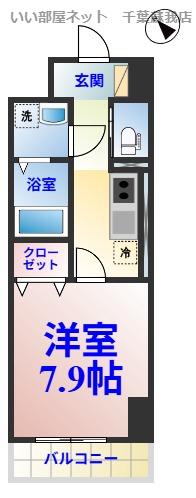 セレーナ五井(1K/9階)の間取り写真