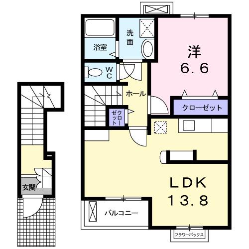 エリタージュ(1LDK/2階)の間取り写真