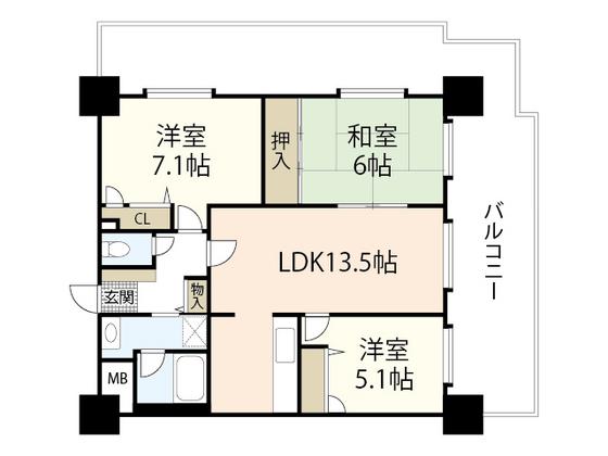 アーバンライフ大町(3LDK/3階)の間取り写真