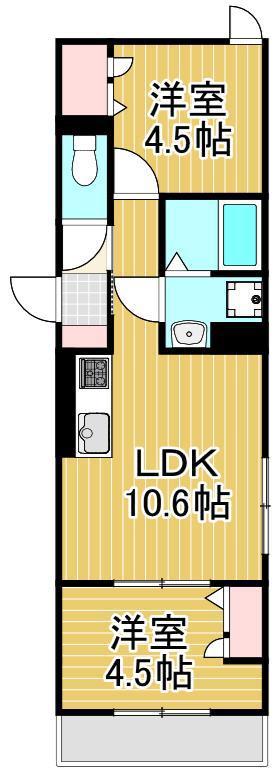セレスティア南花畑III(2LDK/3階)の間取り写真