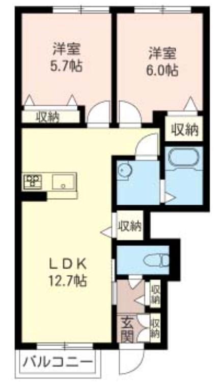 アリエッタ(2LDK/1階)の間取り写真