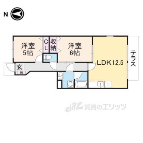 シャン・ド・フルールⅠ番館(2LDK/1階)の間取り写真