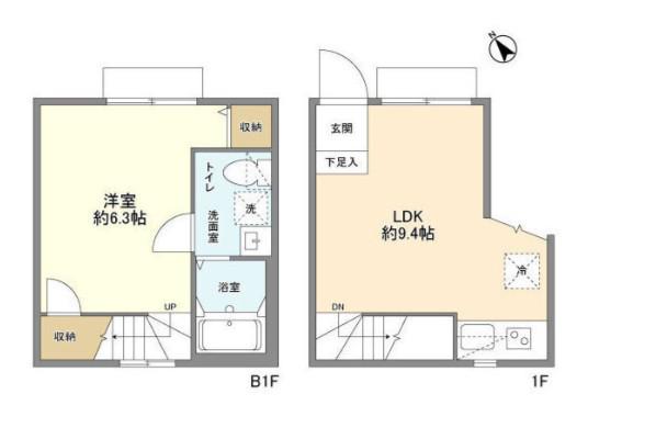 N スタイリオフィット武蔵小山(1LDK/地下階)の間取り写真