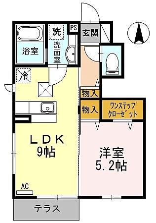 PRENDRE(1LDK/1階)の間取り写真