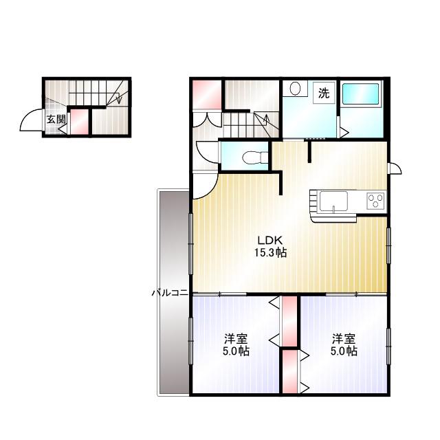 BELLE MAISON MARIE(2LDK/2階)の間取り写真