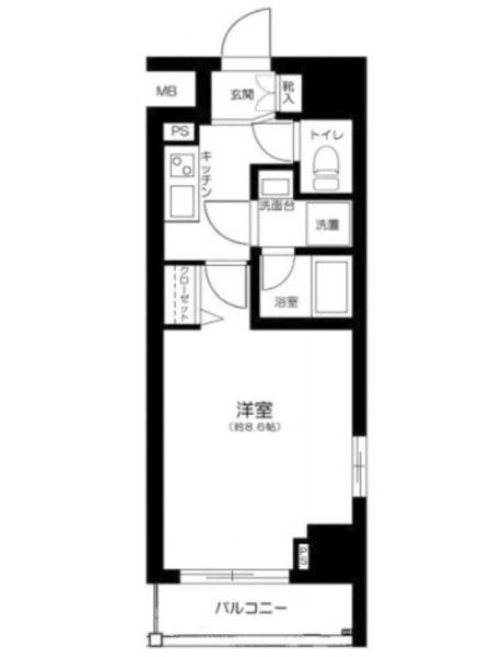 ライズコート住吉(1K/2階)の間取り写真