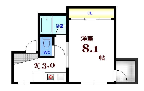 メゾン小町(1K/3階)の間取り写真
