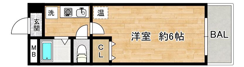 グランベール鶴見(1K/4階)の間取り写真