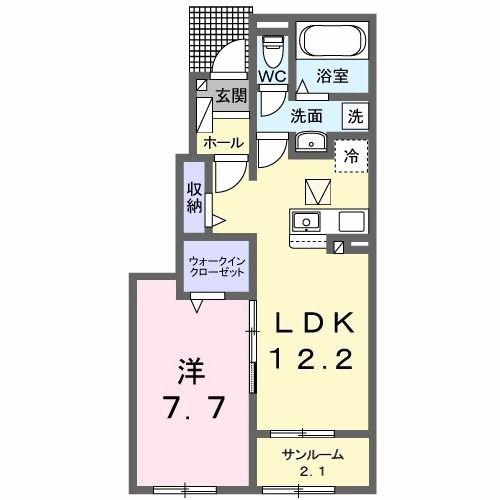 エスペランサA(1LDK/1階)の間取り写真