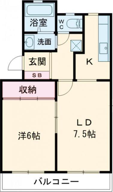 サンシャトレ神ノ輪(1LDK/1階)の間取り写真
