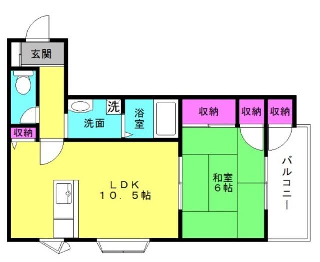 大中マンション(1LDK/2階)の間取り写真