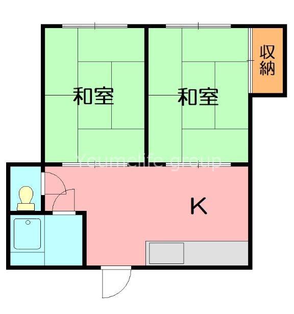 飯塚ハイツ(2DK/1階)の間取り写真
