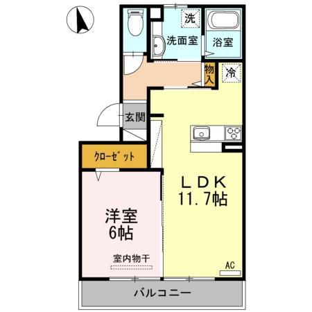 ファシリオン(1LDK/2階)の間取り写真