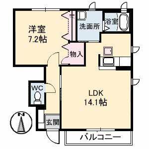 シャーメゾン西長瀬(1LDK/1階)の間取り写真