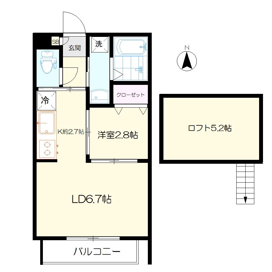 GRAMMYーTEI(1LDK/2階)の間取り写真