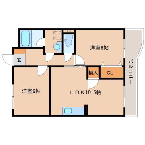 メゾンパレス新大宮(2LDK/3階)の間取り写真