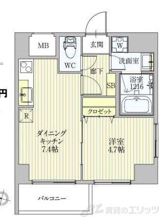 サンレムート新大阪イースト(1DK/2階)の間取り写真