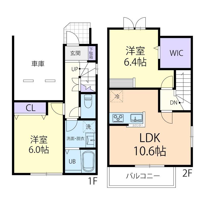 10/15日光市森友テラスハウス A(2LDK/1階)の間取り写真