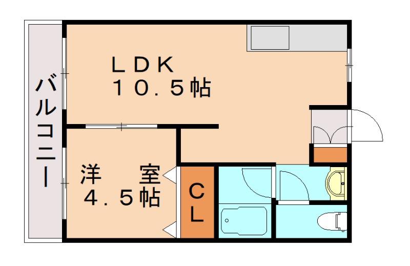 カレッジライフイシモト(1LDK/3階)の間取り写真