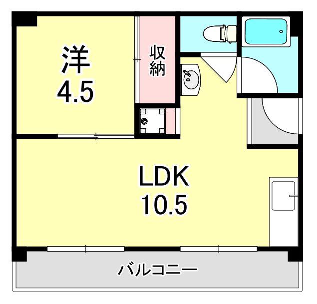 嶋田パールハイツ(1LDK/5階)の間取り写真
