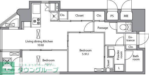 レジディア入谷(2LDK/8階)の間取り写真