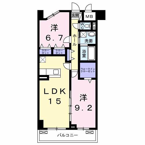 ムーンヒルズ大阪(2LDK/9階)の間取り写真