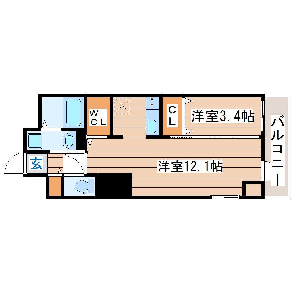 榴ヶ岡YSコート(1LDK/2階)の間取り写真