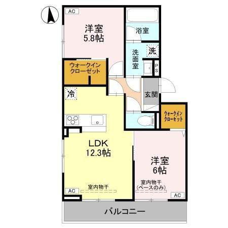 レイール(2LDK/2階)の間取り写真