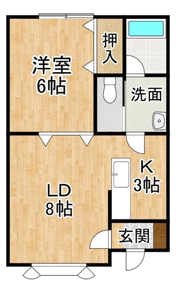 スペースII(1LDK/1階)の間取り写真