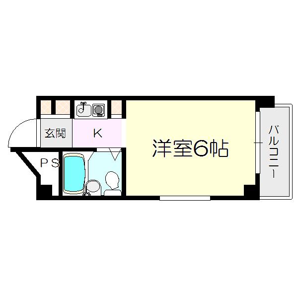 キューブ塚口(1K/4階)の間取り写真