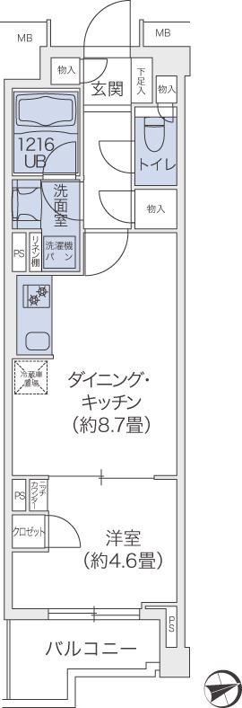 代官山ブレス鉢山(1DK/1階)の間取り写真