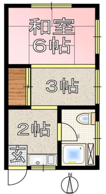 杉本ビル(2K/4階)の間取り写真