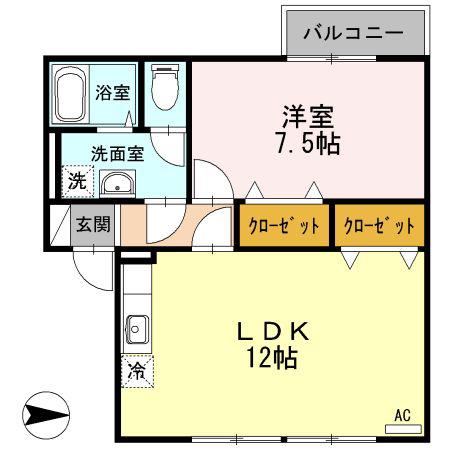 コーポコスモス(1LDK/2階)の間取り写真