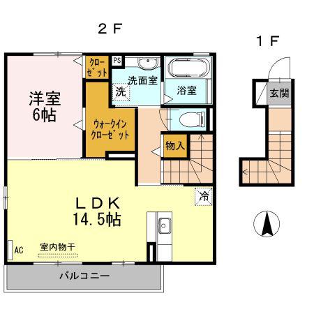 LA LUCE A(1LDK/2階)の間取り写真