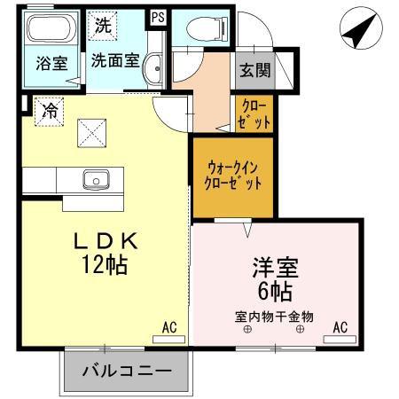 プラシード(1LDK/1階)の間取り写真