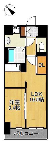 THE APARTMENT開(1LDK/5階)の間取り写真