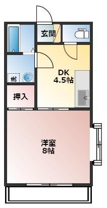 オリンピアエースB棟(1DK/1階)の間取り写真
