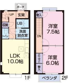 ボヌールブランシェA(2LDK/1階)の間取り写真